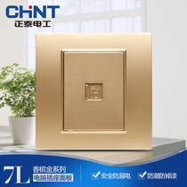 Chint Steel Frame Wall Switch Socket Panel Network Wire Socket NEW7L Champagne Gold Computer Socket Panel