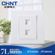 CHINT Electric NEW7L steel plate switch socket panel safety steel bracket two network cable dual computer plug