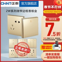 Chint switch socket 86 NEW2W champagne gold new five holes two three plug household power USB socket