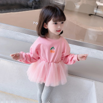 Girls necropolis dress 2022 new long sleeves T-shirt Childrens spring autumn Yangqi Womens baby Autumn Princess Dress dress