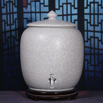 Jingdezhen porcelain water tank Wine altar Kung Fu tea bucket Household kitchen tea road Water storage tank with faucet Household