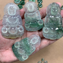 Natural Myanmar jade pendant safe buckle floating flower Guanyin ice seed Buddha wishful leaves A jade pendant for men and women