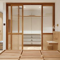 Japan-style Solid Wood Glass Push-and-ramen Cloister RATTAN WOVEN FOLDING DOOR BEDROOM KITCHEN TOILET CUSTOMIZED HANGING RAIL TRANSFER DOOR