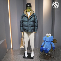 2021 winter new down jacket men's short tide brand hooded handsome loose youth stitching padded coat men