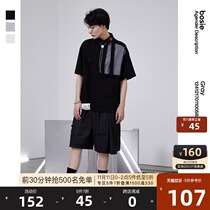 bosie Gray2021 summer new short sleeve polo shirt men couple shirt collar loose lapel top women