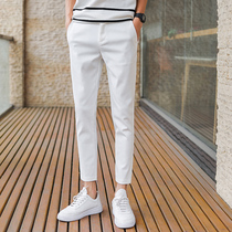 Pants male ruffian handsome white summer trend nine-point pants Mens casual pants Slim-fit small feet 9 points wild trousers