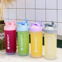 Portable single-layer plastic water Cup protein powder shaking Cup sports fitness Milk Cup plastic cup