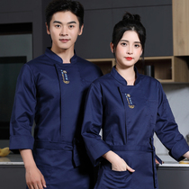 Hotel chef overalls mens long sleeves autumn and winter hotel chef overalls waterproof restaurant rear kitchen chef clothes women