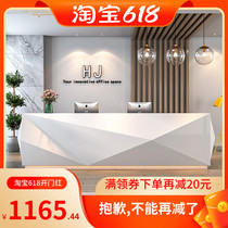 Company front desk Welcome desk Shaped beauty salon white paint cashier bar reception desk Simple and modern