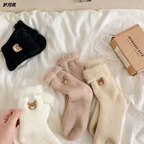 Plus Fleece Thickened Socks Women Midtubes Socks Autumn Winter Matsuo Socks Warm Woolen Loops Towels Sleep long Snow ground socks