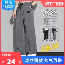Ice Wire Straight Pants Men Summer Thin Dry Men Trousers Summer Anceptic Broad Leisure Casual Trousers