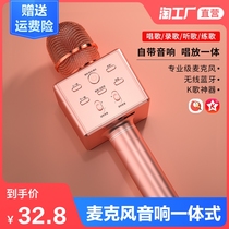 Microphone Microphone Audio All-in-one suitable for singing ktv National K song artifact Wireless Bluetooth home singing children