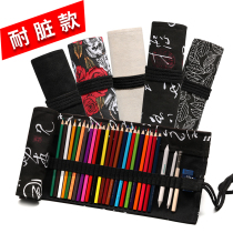 Handmade canvas pen curtain Sketch color lead roll pen bag for male and female students large capacity storage bag Painting special pencil bag