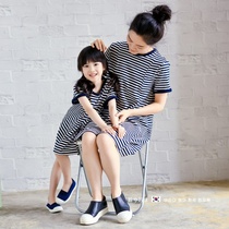South Korean summer dress new Korean version striped pure cotton high-end casual loose pro-daughter dress with dress surges