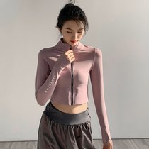 Yoga clothing womens quick-drying tights running sports zipper cardigan coat fitness clothing long sleeve training top