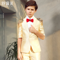 Flower girl dress Boy suit suit Childrens small suit Piano performance five-point sleeve shorts boy host handsome