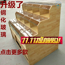 Customized supermarket Sifang rice cabinet rice grain barrel rice bucket wooden shelf spread called bulk grain grain grain exhibition