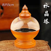Buddhism enshrines pagodas with small crystal pagodas and Tibetan ties to provide pagodas with golden ornaments