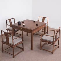 New solid wood square table dining table and chair Eight immortals table New Chinese style old elm tea table Chess and card square table Black walnut group