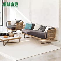 New complete set of villa Nordic furniture Single leisure outdoor hotel Rattan woven creative villa model room Sofa