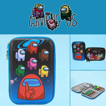 among us space werewolf kill game childrens large capacity cartoon pen box pupils stationery box waterproof and fall resistant