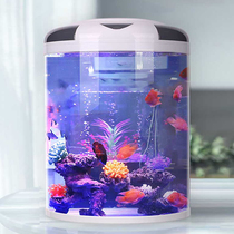Minjiang fish tank Living room round small household creative u-shaped glass office desktop with oxygen aquarium