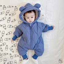 Baby clothes winter mens baby warm Super foreign air Korean cotton-padded clothes newborn jumpsuit autumn and winter clothes