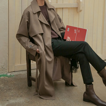 MRCYC2021 Autumn New Korean double-breasted trench coat mens long loose coat handsome mens coat