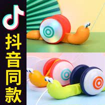 Net Red Toy Explosions Stall 2021 Shake Sound Luminous Rope Snail Baby Pulls Electric Caterpillar Lead