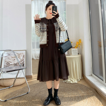 Pregnant women 2021 new autumn set small fragrant style dress spring and autumn winter dress