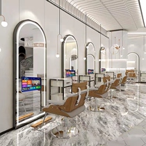 Hairdressing mirror with touch screen TV network red LED with light hair salon floor simple hanging wall ironing mirror