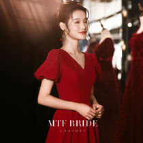 Man Tingfang (Jian Xin) toast bride 2021 New Winter Red engagement temperament banquet dress female