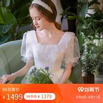 Man Tingfang (cloud reverie) 2021 new womens summer little dress to go out gauze French light wedding dress
