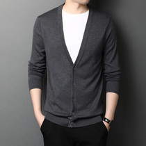 Rich bird spring and Autumn thin V-neck cardigan sweater mens Korean slim casual fashion mens knitted jacket