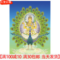  Buddha mother big peacock Ming King Buddha statue portrait Fate Peacock big Ming King Buddha statue painting Thangka picture photo double-sided plastic seal