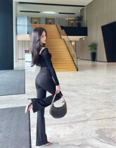 7 12 good style God pants middle waist black suit feminine wide legs hanging casual pants