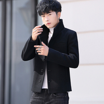 Autumn mens casual short woolen coat Korean slim trench coat autumn and winter thickened woolen jacket jacket men