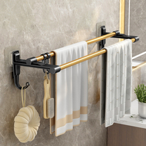 Towel rack free of punch toilet bathroom stainless steel single double bar wall-mounted bath towel rack toilet accommodating holder
