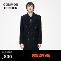 MOCO mens brand COMMON GENDER handsome double breasted medium and long woolen coat mens coat