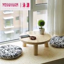 Simple bay window small coffee table Round small wooden table Windowsill table Japanese Tatami small table Low tea table Solid wood Kang table