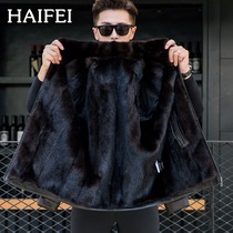 Haining leather jacket mens mink liner whole mink leather leather wool plus velvet thickened jacket dad winter