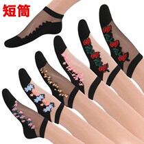 5 double dress cotton bottom silk stocking boat Women Summer Sox children Short cylinder slim fit crystal silk fiberglass anti-seduces womens stockings