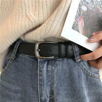 Male and female belt casual versatile simple black thin belt Korean version of retro pin buckle jeans with student tide