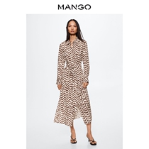MANGO Womens Dress Fall Winter 2022 New Striped Print Flowing Long Shirt Long Sleeve Dress