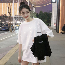 White Flash T-shirt womens summer short sleeve new Korean lazy wind bf loose half-sleeve body shirt long