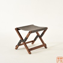 Shiliang store black walnut solid wooden horse tie pepper salt folding stool outdoor camping home retro box rack chair