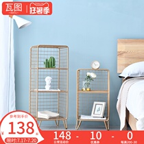 Nordic shelf Floor-to-ceiling bedroom side cabinet Simple multi-layer modern bookshelf Small apartment living room storage storage cabinet