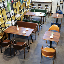 Milk tea shop table and chair retro snack dessert cold drink restaurant table and chair combination theme restaurant Cafe bar table and chair
