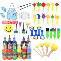 Childrens art material round sponge seal rubbing early education tool kindergarten diy hand painting set