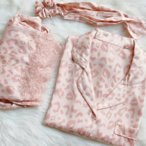 missponyo ccat pajamas favoring pink BAO WEN milk silk female spring summer long sleeves Two sets of home clothes